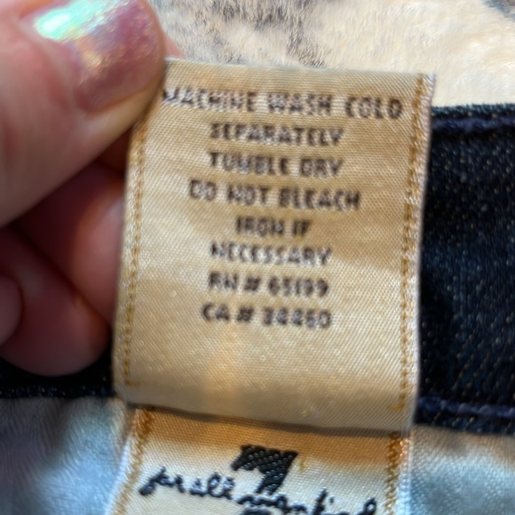 7 for All Mankind Flare Medium Blue Denim Jeans Green Signature Pocket 26 - Picture 8 of 14